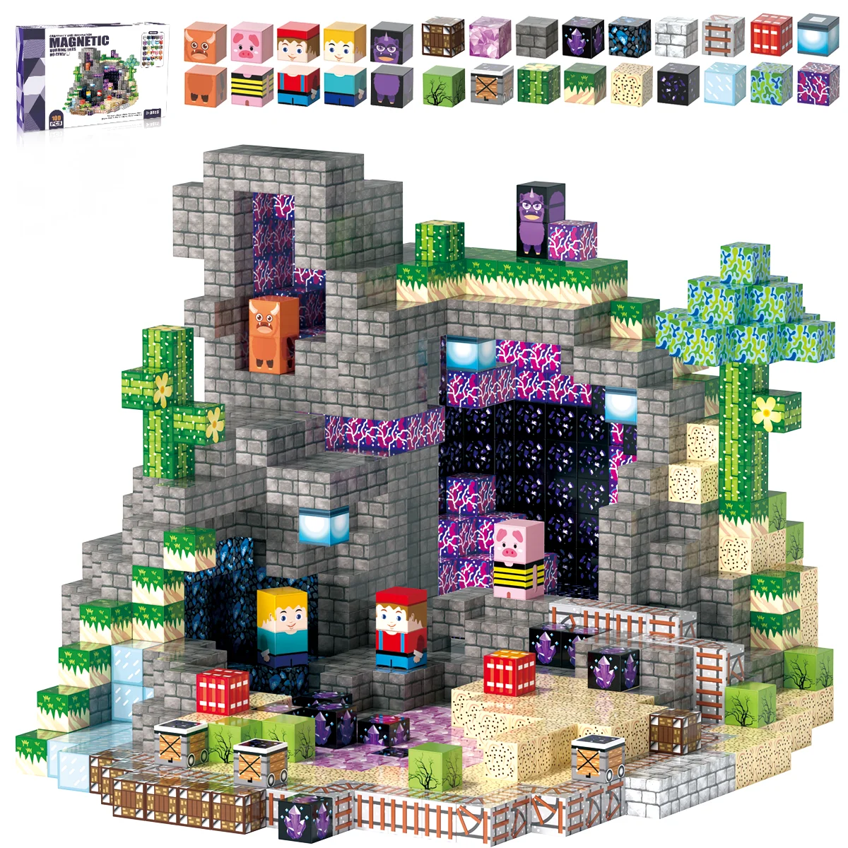 Kids Education World - Blocos de construção magnéticos, conjunto de