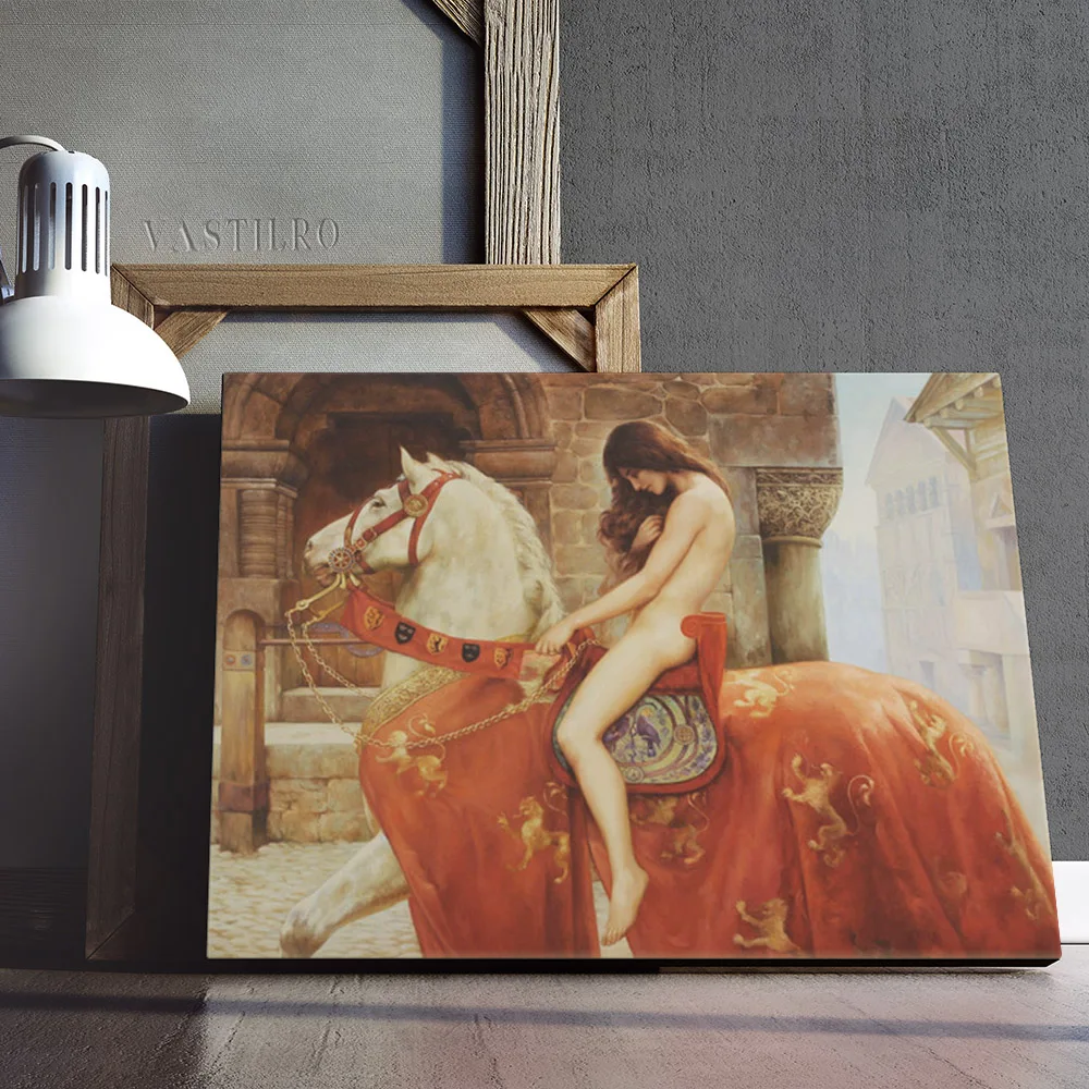 سيدة Godiva قماش اللوحة خمر طباعة ملصق فني جون كولير ملصقات جدار غرفة المعيشة ديكور المنزل