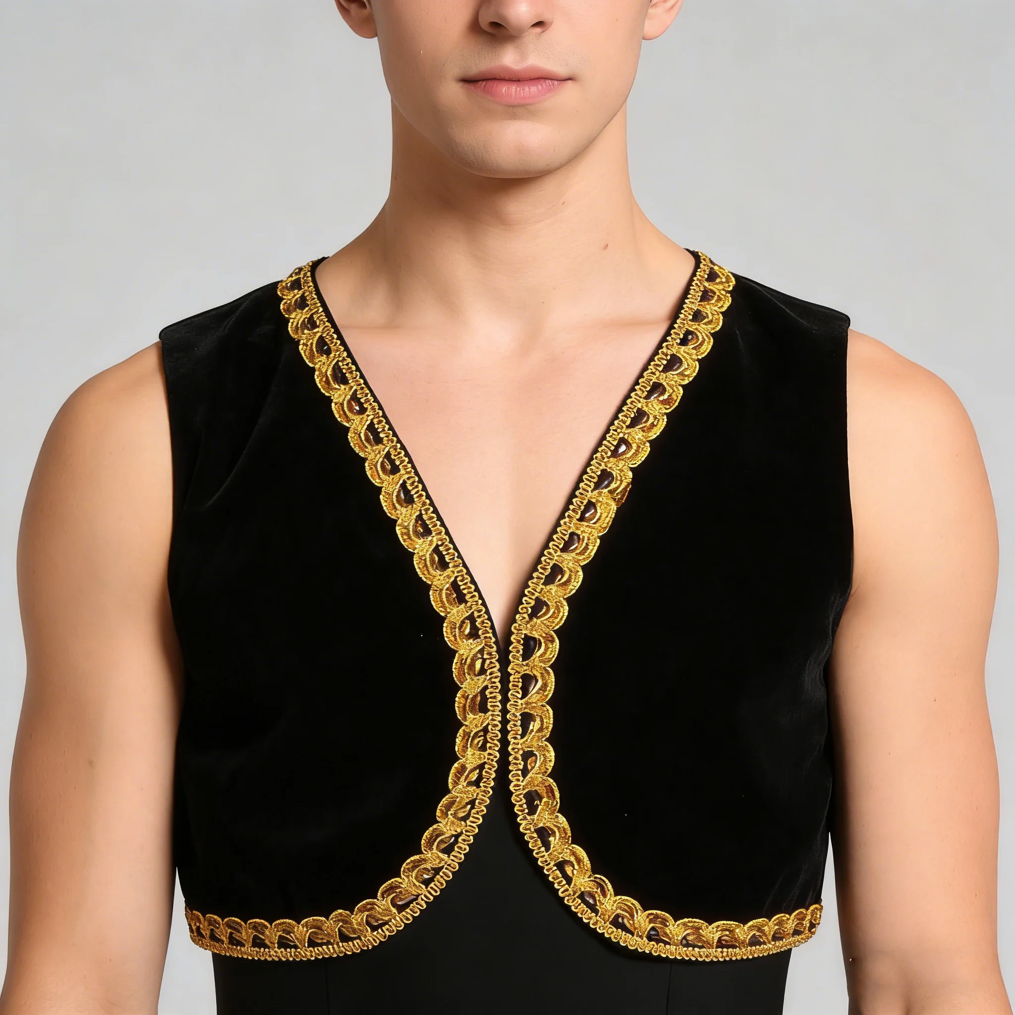 Male Ballet Dance Vest Red Or Blue Or Black Prince Embroidered Ballet Vest Stage Performance Costume