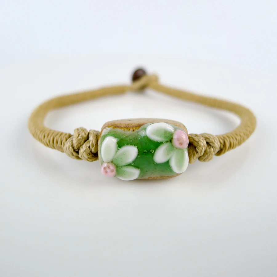 L Hand knitting Ceramic flower bracelets Eastern Beauty Hand-made Bohemian Charm Bracelets For Women #FY204