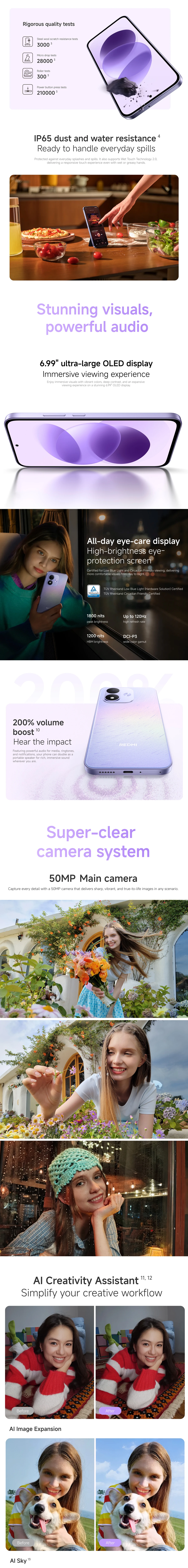 Xiaomi Redmi Note 17 5g Global Version, Dual Sim, 6.99" Fhd+ 120Hz Amoled Display, Corning Gorilla Glass 7I, Snapdragon 4 Gen4, 7700 Mah Battery, Fast Charging, 50Mp Camera, Ip65, Hyperos, 5g Smartphone European Networks