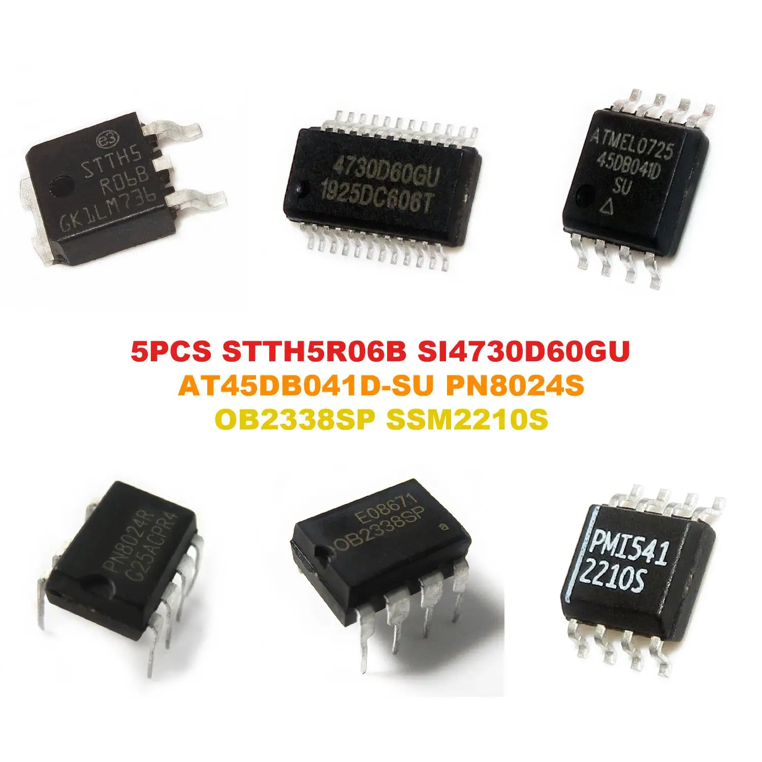 STTH5R06B SI4730D60GU AT45DB041D-SU PN8024S OB2338SP SSM2210S