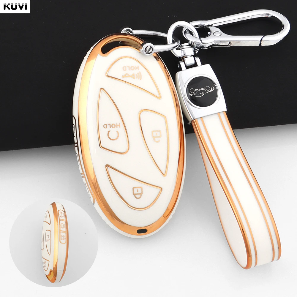 7 Buttons Fashion TPU Car Key Case Cover Shell For Hyundai Kona Ev Grandeur GN7 2023 Keyless Protected Fob Bag Holder Keychain