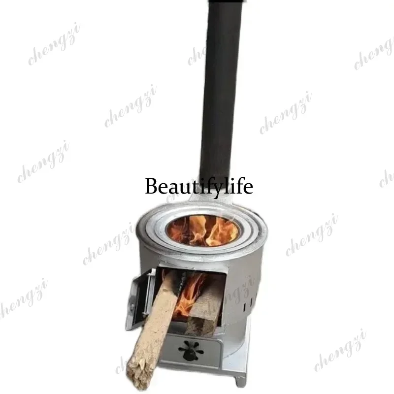 Chimeneas Outdoor Cast Iron Heating Stove Portable Wood Coal Dual Use Cooking Gasification Furnace for Rural Household Camping