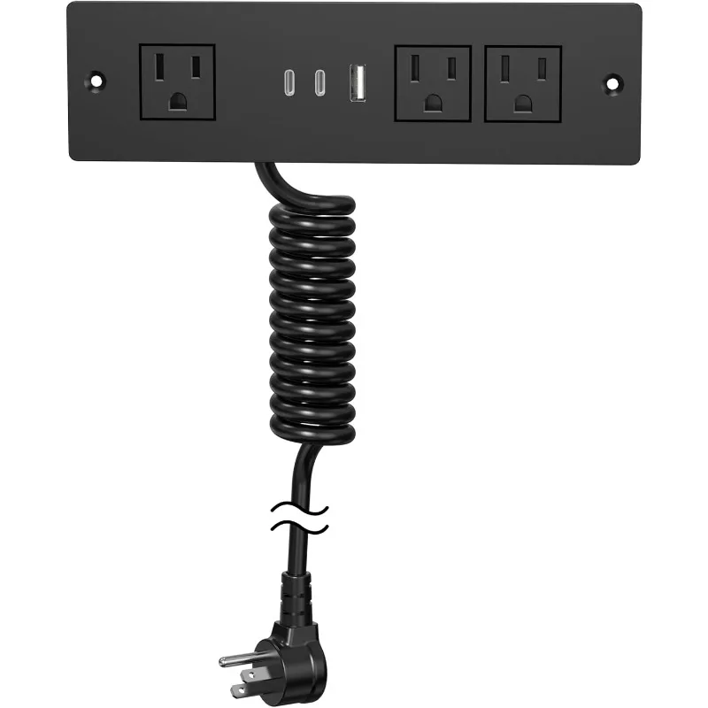 

Розетка для ящика, встраиваемая удлинитель с (3 портами USB PD, 20 Вт, быстрая зарядка и розетками переменного тока на 15 А, (14 AWG), 10 футов Sp