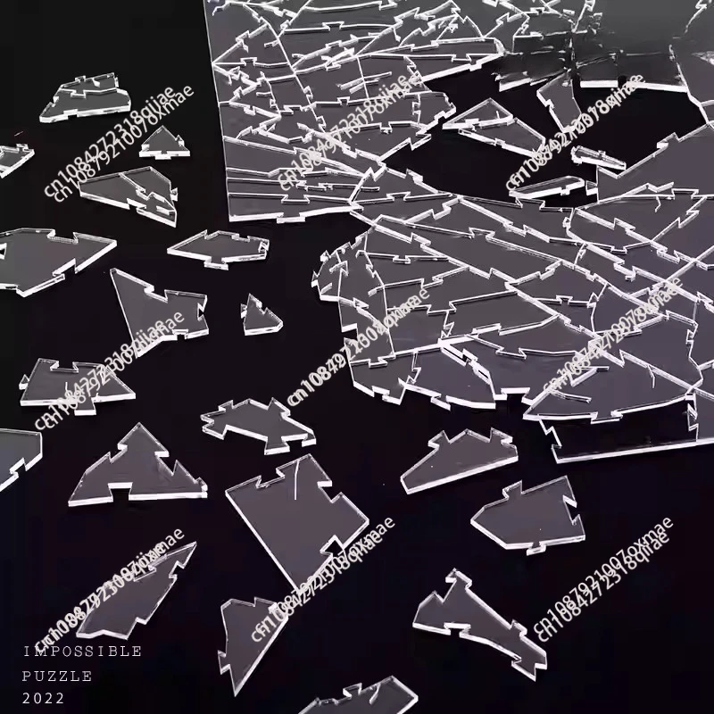 Unravel the 1000 pieces of transparent acrylic broken glass Puzzle, a highly challenging and mind-bending irregular hell level