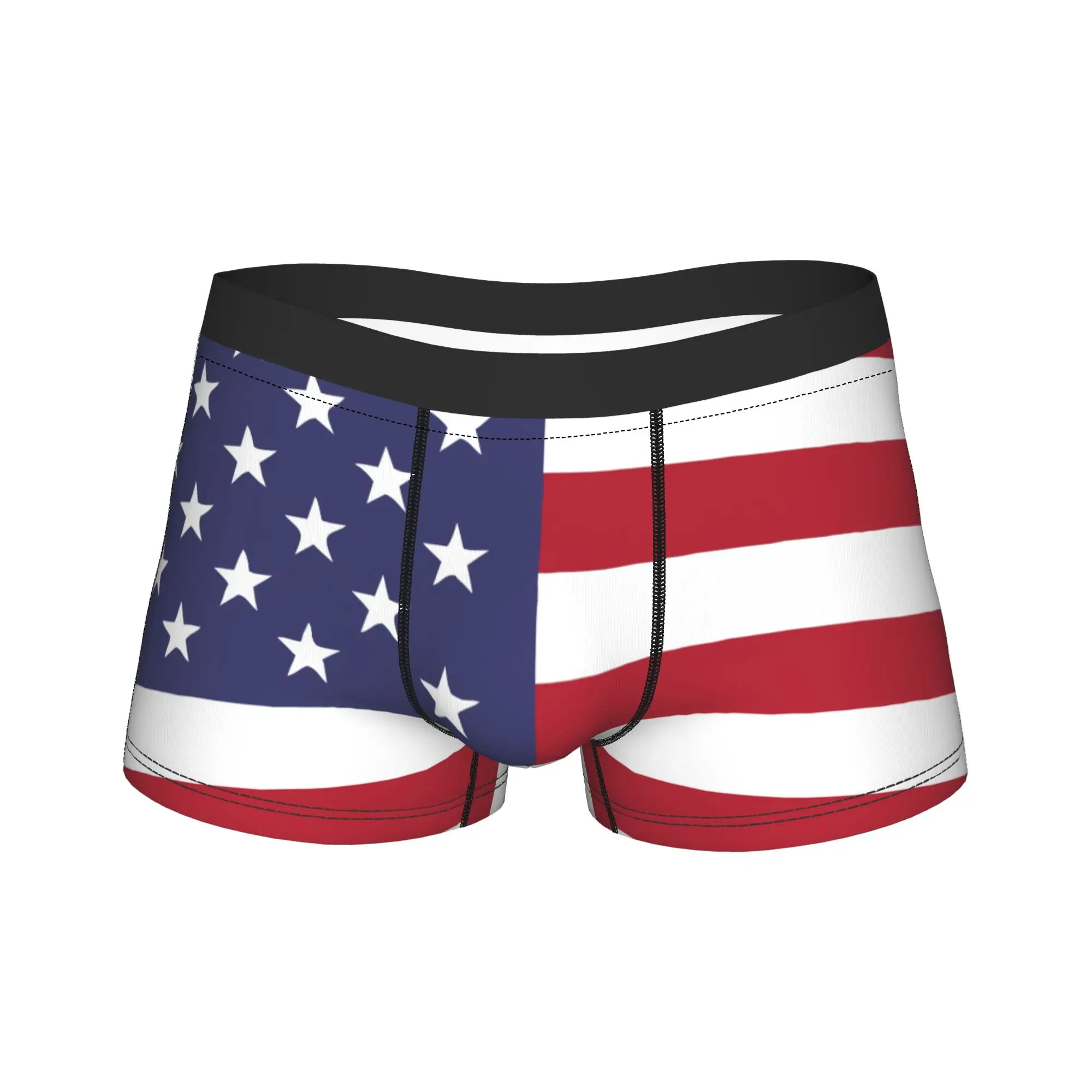 Man United States Flag Long Underwear  Novelty Boxer Briefs Shorts Panties Male Breathable Underpants M-XXL
