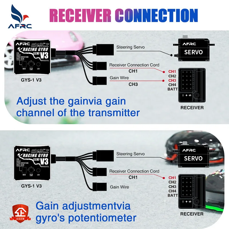 سباق الجيروسكوب الانجراف RC سيارة استقرار CNC حافظة معدنية جيروسكوب ل الانجراف RC سيارات قوارب نموذج لتقوم بها بنفسك الجمعية ترقية AFRC-GYS-1 V3