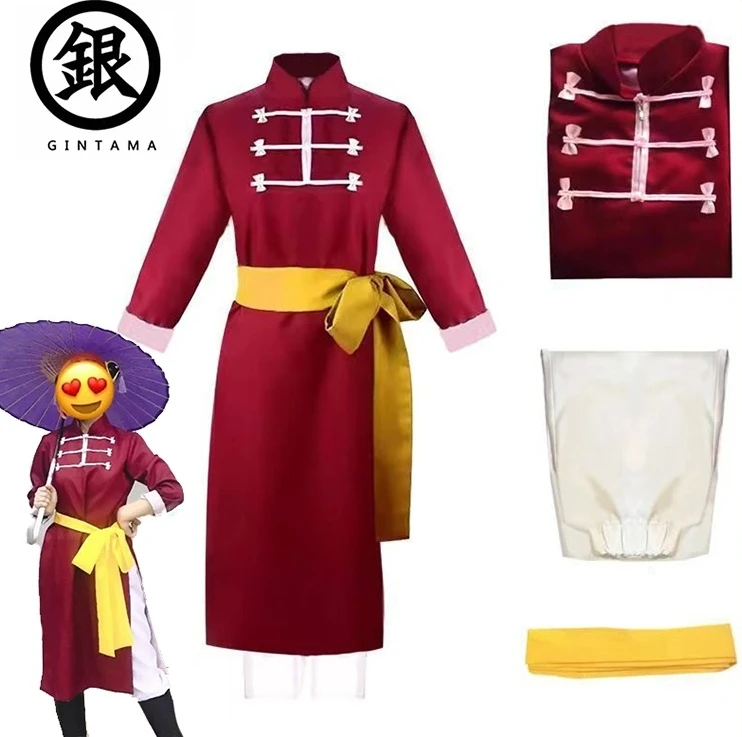 

Kagura Cosplay Costumes Anime Gintama femmes Robe rouge Kungfu Costumes Kawaii uniforme accessoires ensemble