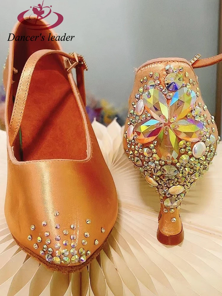 

Latin Dance Shoes Diamond New Latin Dance Shoes Factory Custom Indoor Non-slip Bottom Practice Real Diamond With Diamond Shoes