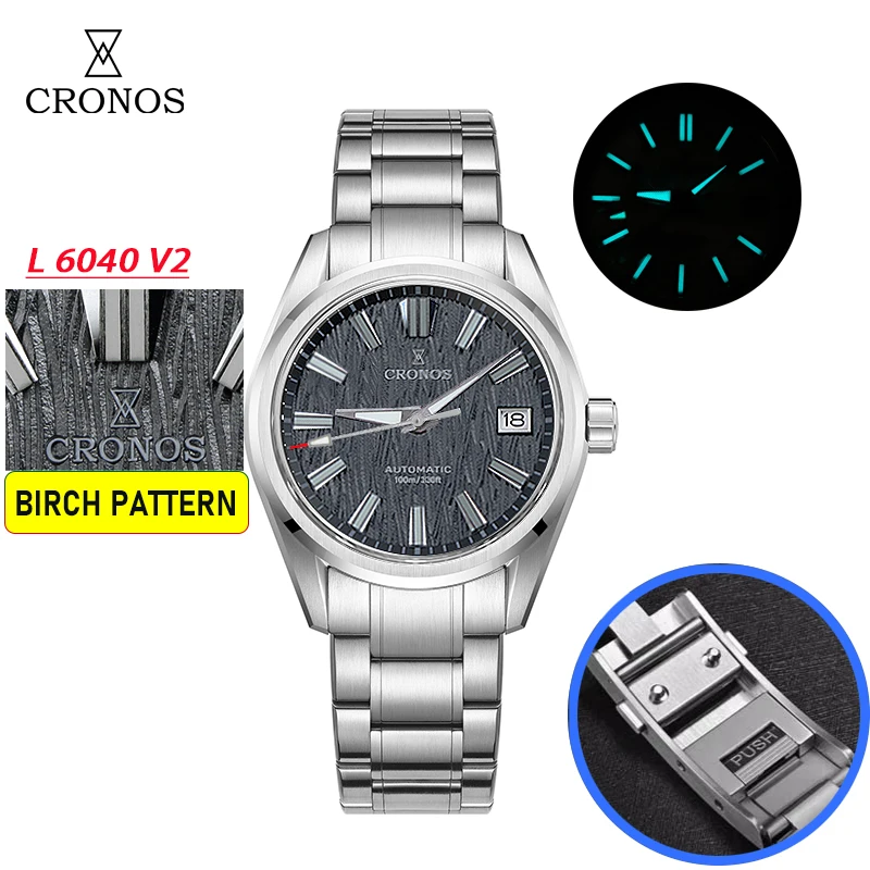 Cronos Men Watch 39mm Automatic Miyota 9015 White Dial