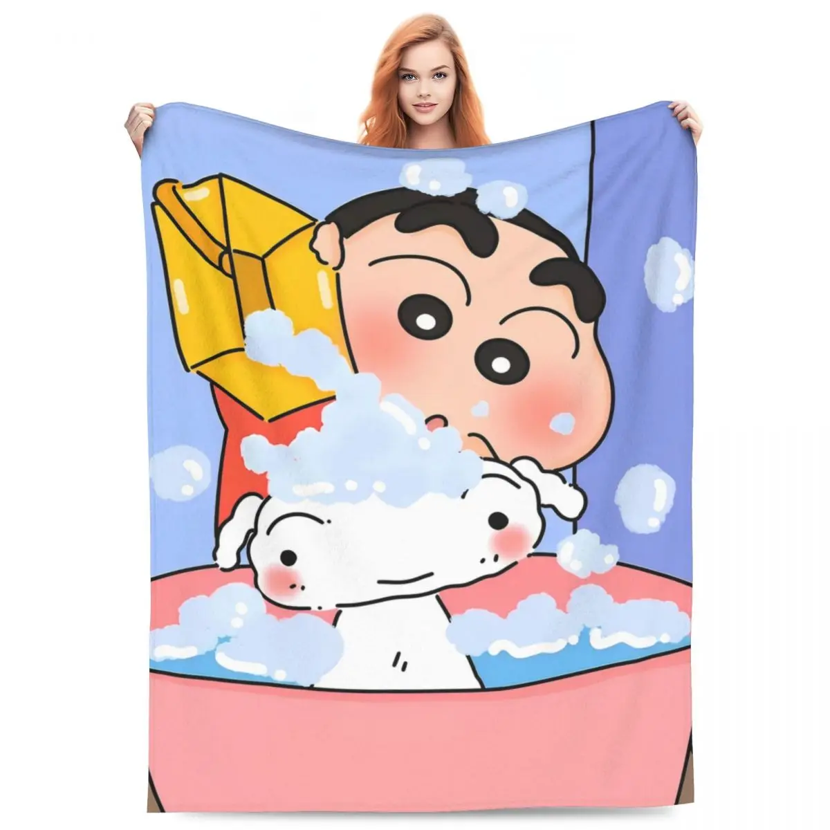 Super Warm Blanket Travel Office Crayon Shin-chan Miniso Throw Blanket Flannel Bedspread For Outdoor Street Trend Sofa Bed Cover