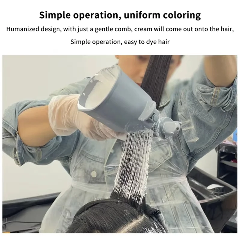 مشط دوار لتلوين الشعر 2 في 1 صبغ صالون العناية بالشعر أداة تصفيف الشعر للاستخدام المنزلي في الصالونات أو A58E