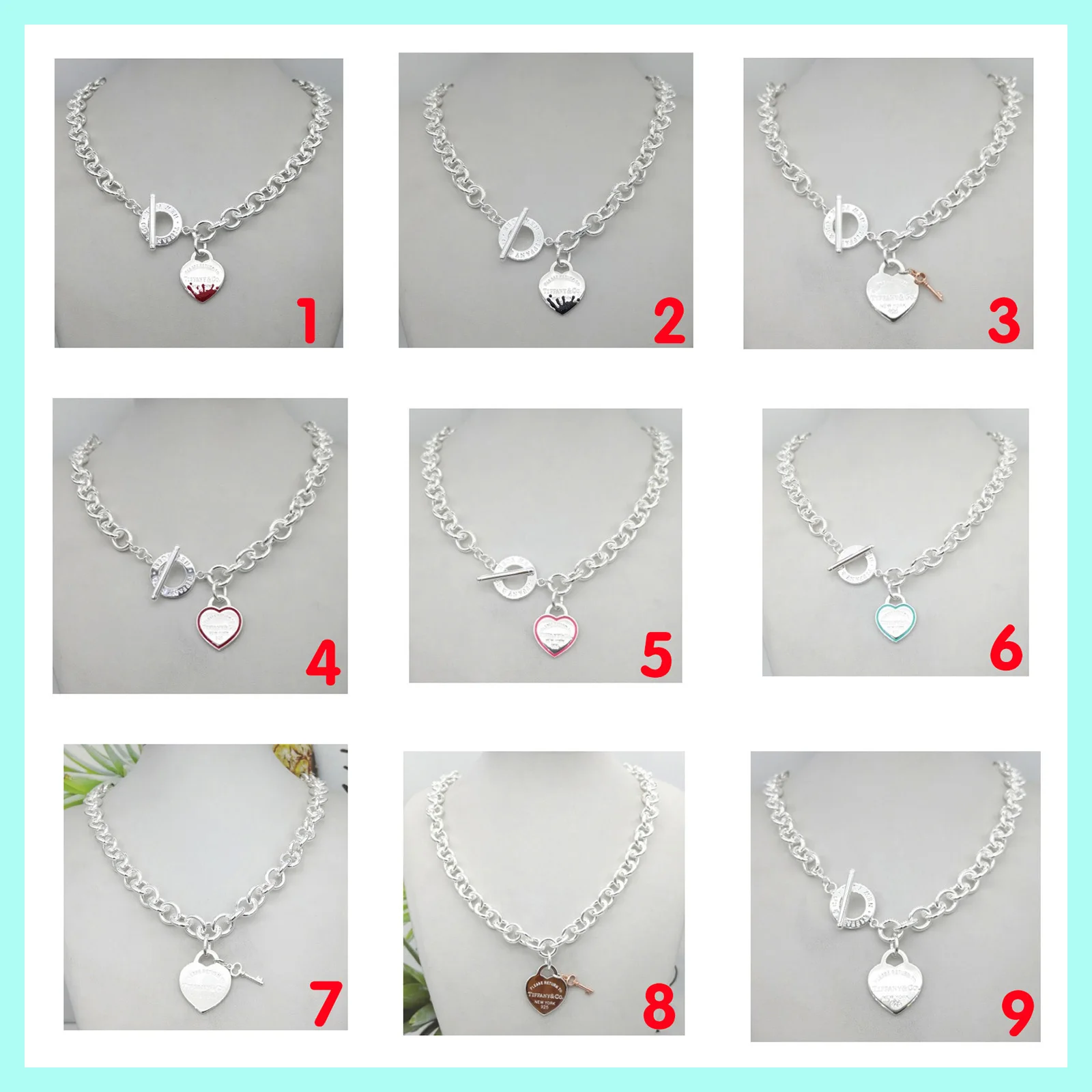 

Tiffeny classic heart necklace, 925 sterling silver, high-quality couple gift.