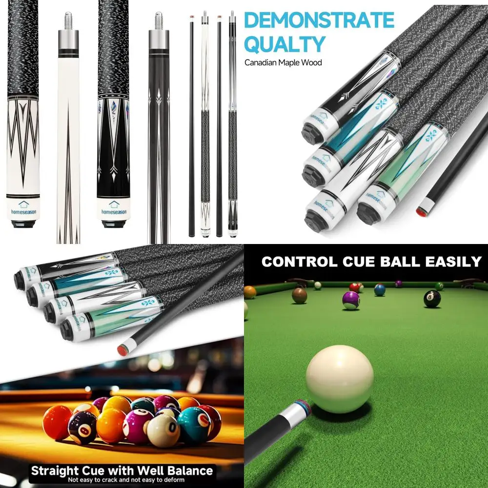 

Professional Low Deflection Pool Sticks 58 Nylon Thread Grip Billiard Cues for Home Season Play