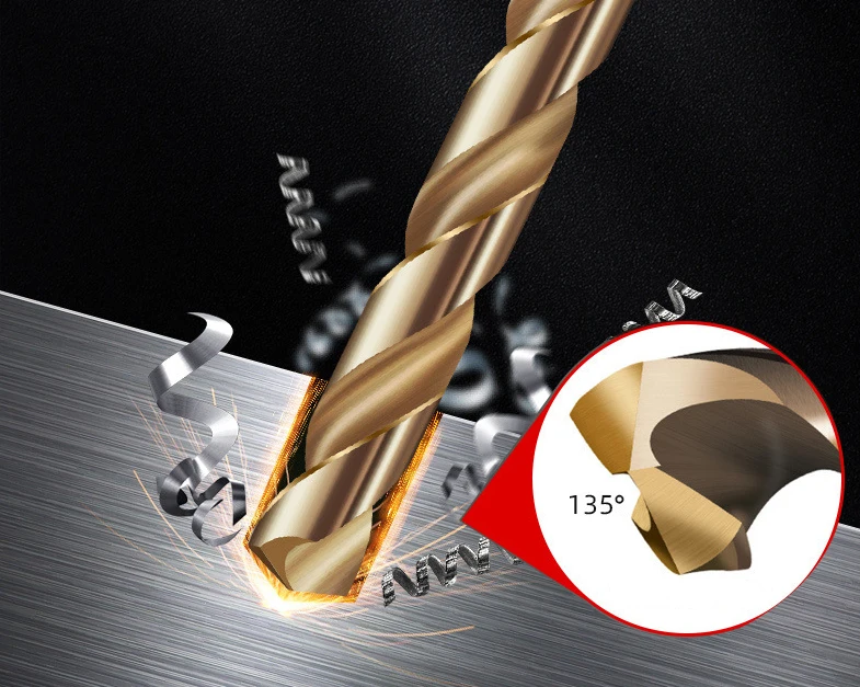 1.5-13mm HSS M35 Cobalt Coated Twist Drill Bit Wood/Metal Hole Cutter Round Shank Gun Drill Bit