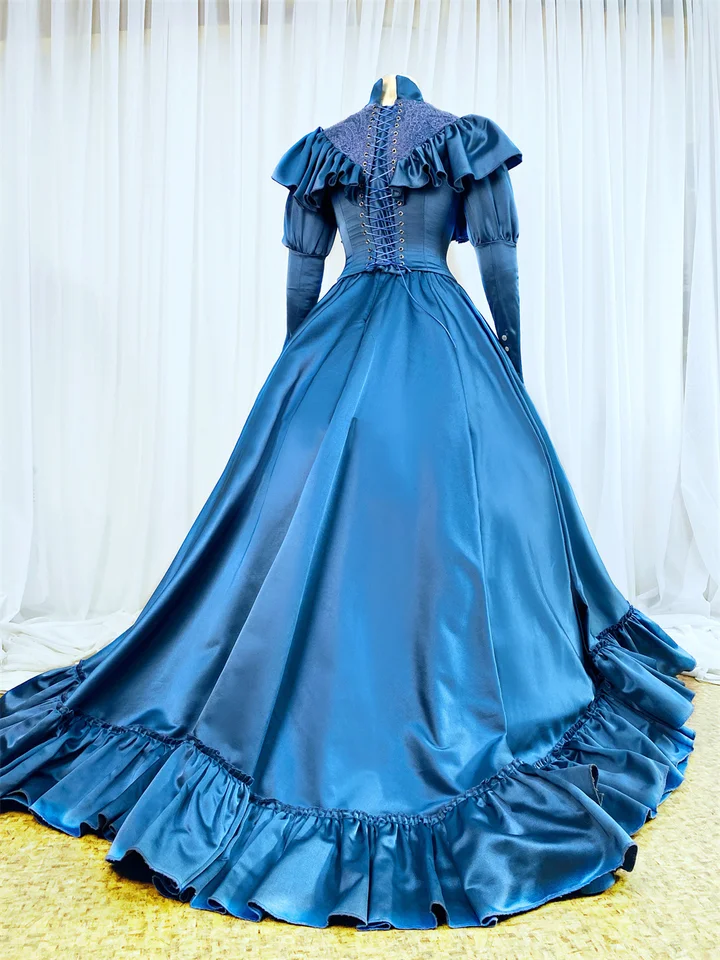 victorian tea party dress Regency Satin Sash Renaissance For Women – Vintage Gown, Empire Waist, Cosplay Ball seaside leasure and especially good for open air tea parties Womens Elegant Vintage Regency Victorian