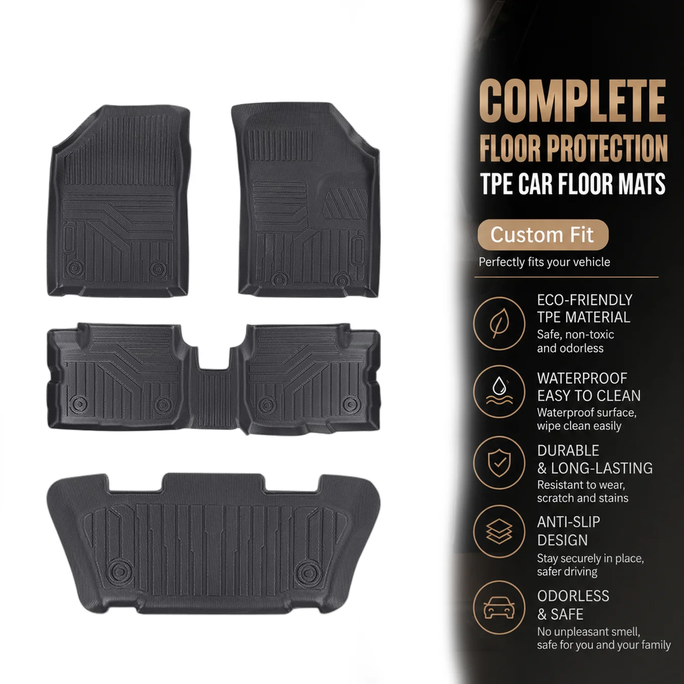 [RHD]SIGRA Daihatsu Sigra / Toyota Calya 2016-2026 Four Seasons Waterproof and Anti-Slip TPE Floor Mat for Cars.