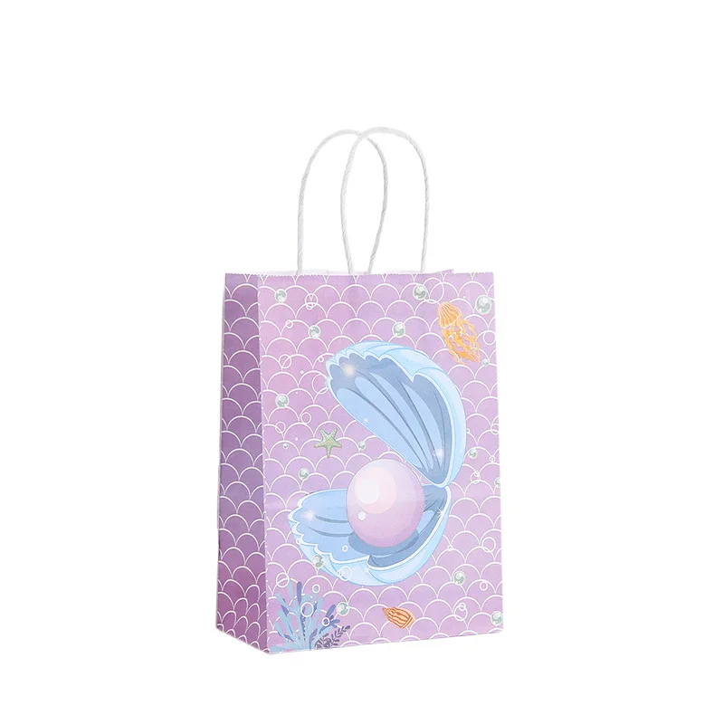 12/24pcs Ozean themen orientierte Geschenkt üte mit Griff Meerjungfrau Kind Geburtstag bevorzugen tragbare Verpackung Einkaufstasche Baby party Party liefert – Detail 7
