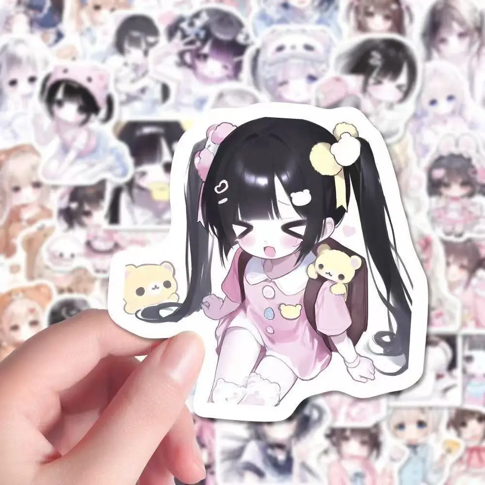 72 Cute Anime Japanese Avatar Stickers Two-dimensional Girl Cartoon Girl Heart Pink Tender Ins Style Handbook Stickers Cute Gift