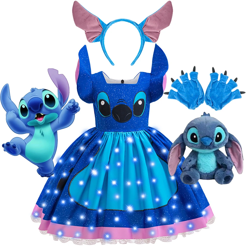 

Girls Stitch Dress 2-10Yrs Halloween Cosplay Costume Stitch And Lilo Disguise Outfits Children Fantasy Cartoon Role Playing Sets