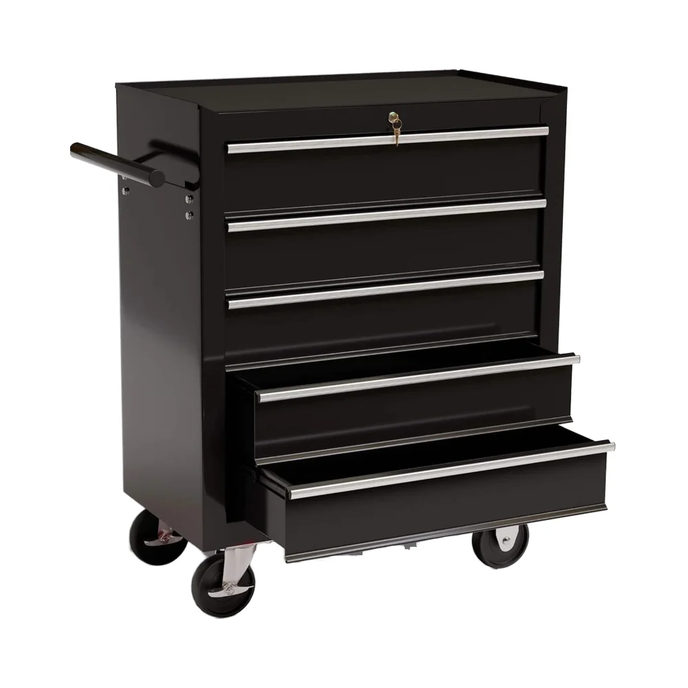 #￥forJINFENG Workshop Trolley 5 Compartments | Centrally Lockable |Anti-Slip Mats | Ball Bearings | 2Castors Parkin Brake|Modern