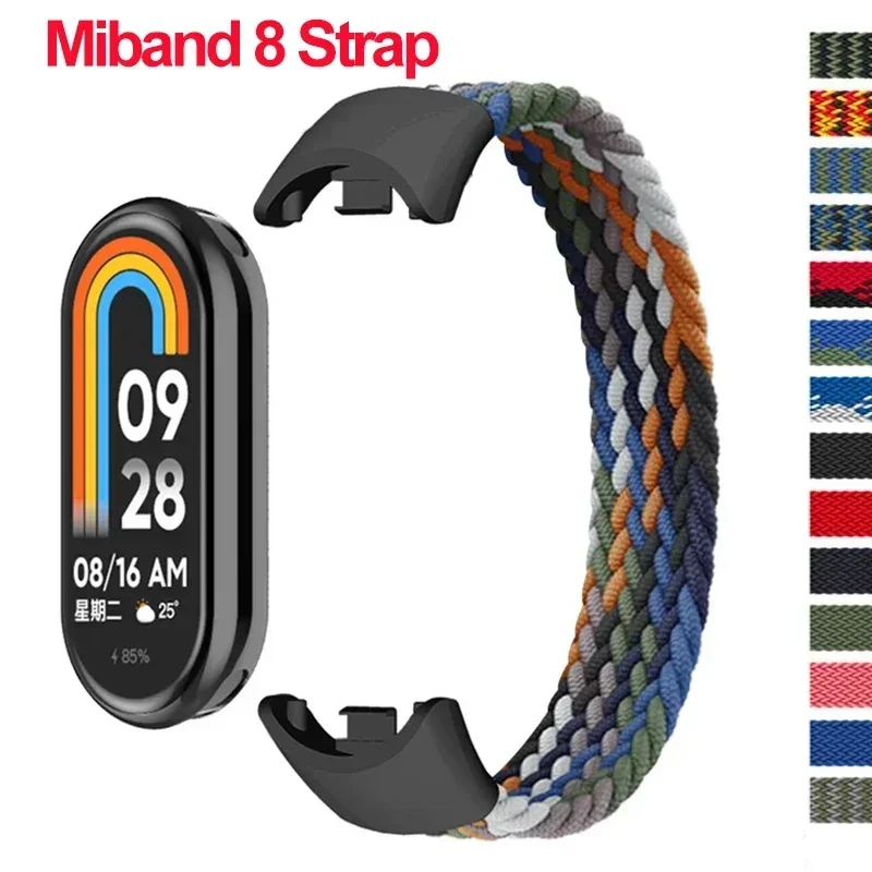 Braided Solo Loop for Xiaomi Mi Band 8 Strap Replacement accessories Elastic Nylon Watchbands correa bracelet for Miband 8 NFC