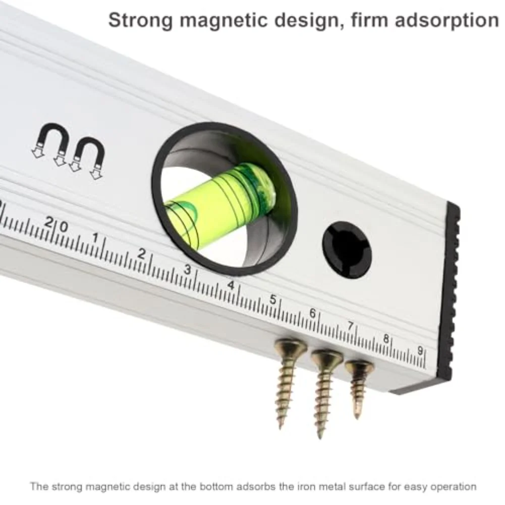 Multi Functional Magnetic Level Ruler with Shock Resistant TPR and Three Levels Suitable for DIY and Professional Use