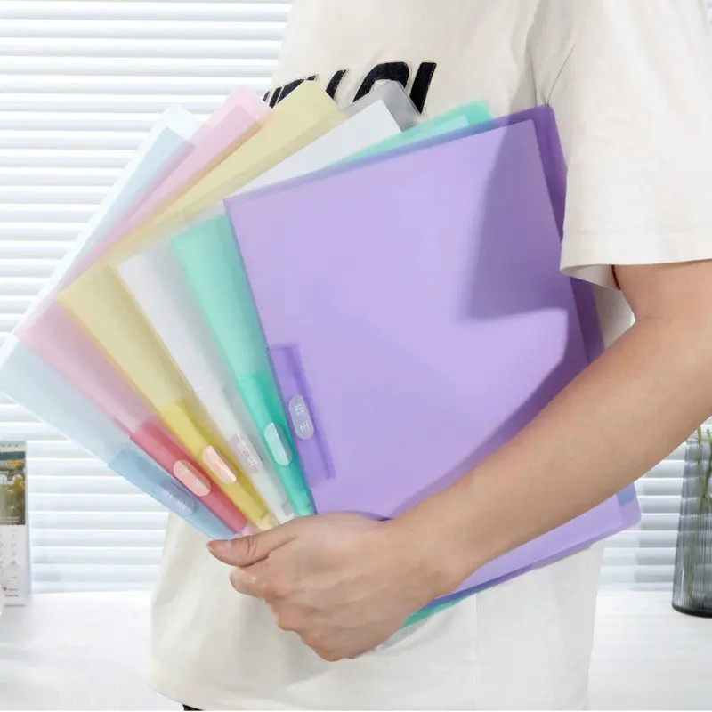 

6 Colors Swing Clamp Folder A4 File Organizer Slide Grip Report Cover A4 Paper Storage File Folders For School