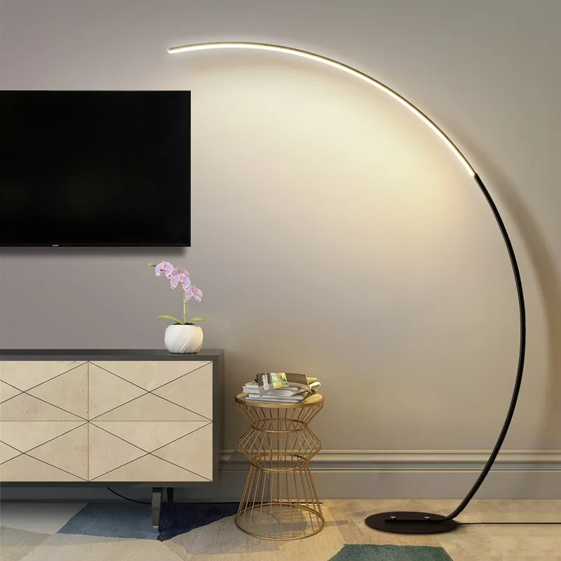 Nordic Long Arc Design Led Floor Lamps Sofas Dimmable for Living Room Coffee Tables  Bedroom Minimalist Home Decor Luminaires