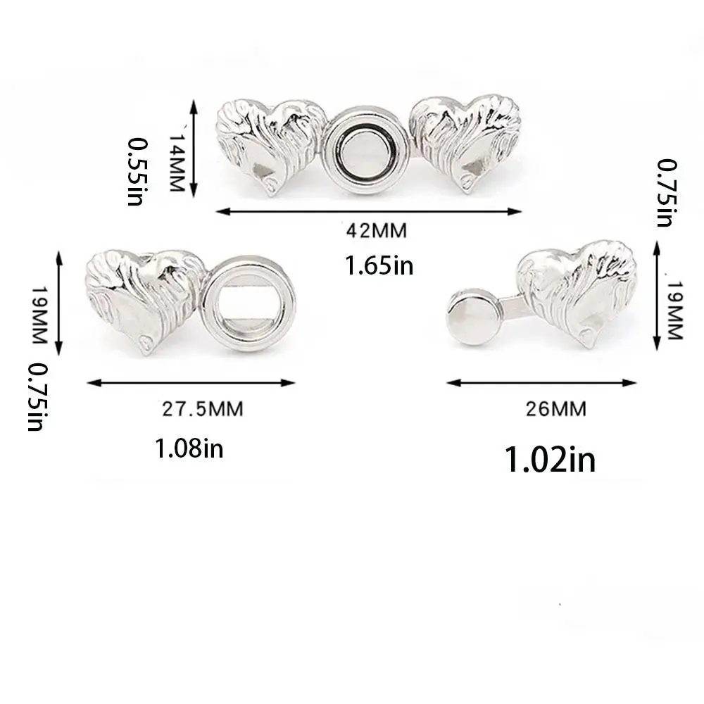 Love Heart Waist Buckle Button Clasps Sewing Tighten Waistband Adjustable Waist Clip Slim Waist Ornaments Decor