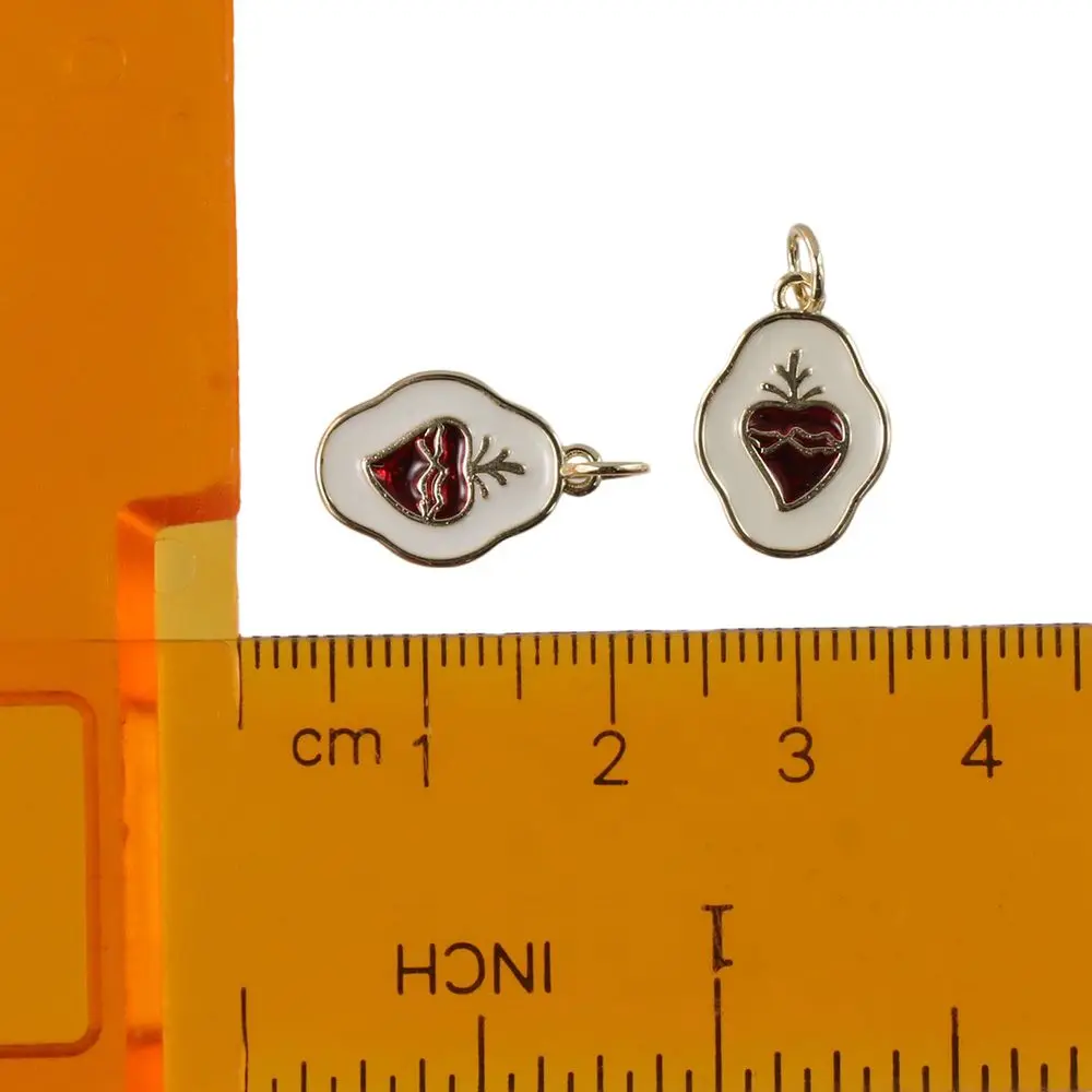 ヴィンテージエナメルハートチャーム,18K金メッキブレスレット,10個