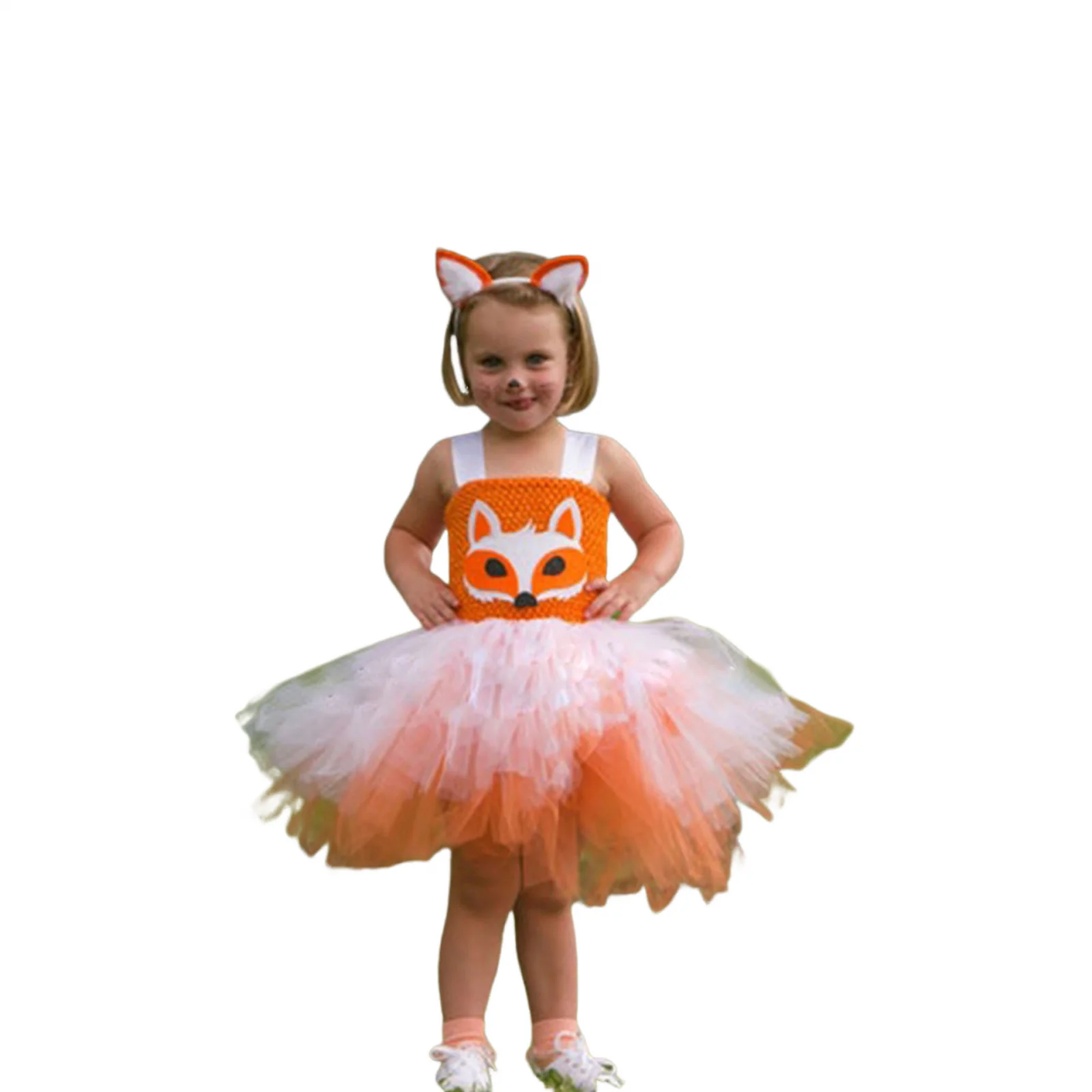 Детское платье-пачка с милыми животными для девочек, газовая юбка для девочек с повязкой для волос для вечеринки на Хэллоуин