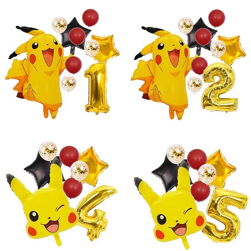 Pikachu Balloon Girl Birthday Party Decoration Digital Balloon Arches Room Home Decoration Boys Gift Children Showe