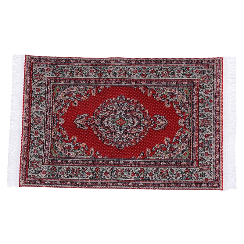 Mini alfombra de estilo turco para casa de muñecas, tapete Floral para Decoración de casa de juegos, revestimientos de suelo, alfombra de tejido en miniatura, accesorios para muñecas, 1:12