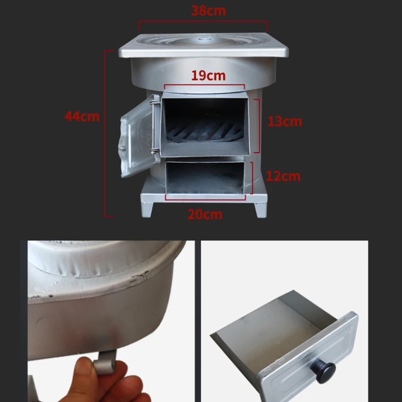 Fogão de aquecimento sem fumaça para casa, Gaseificador móvel, Lenha, Lareira ao ar livre do ferro fundido do inverno, Economia de energia