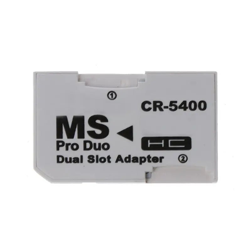 Dual TF to Memory Stick MS Pro for Duo for PSP Card Dual 2 Slot Adapter Converter for PSP, White Drop Shipping