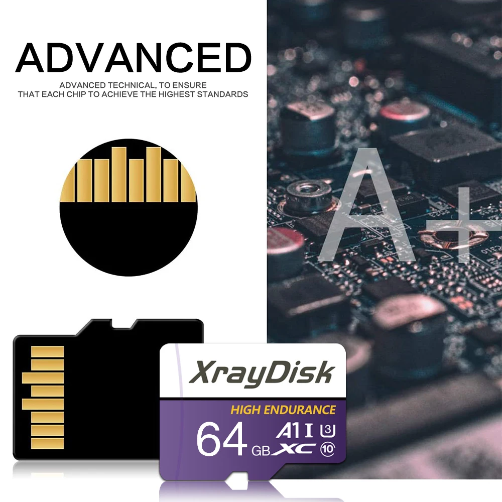 Karta pamięci Xraydisk TF 64G 128GB 256GB Karta pamięci High Speed z adapterem A1 U3 Klasa 10 V30 do telefonu/kamery/Dash