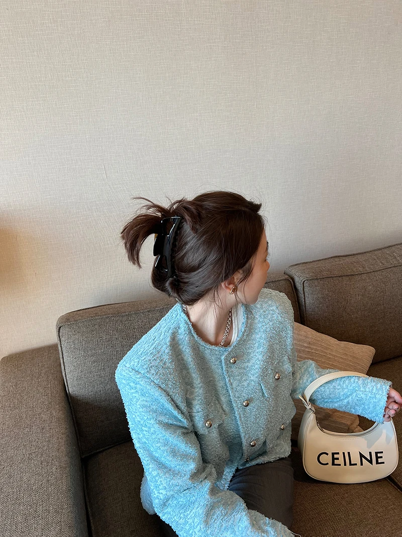 

Новая весенняя женская куртка-жакет: базовая, приталенная, модная, синяя, для повседневной носки, с длинными рукавами, однотонная