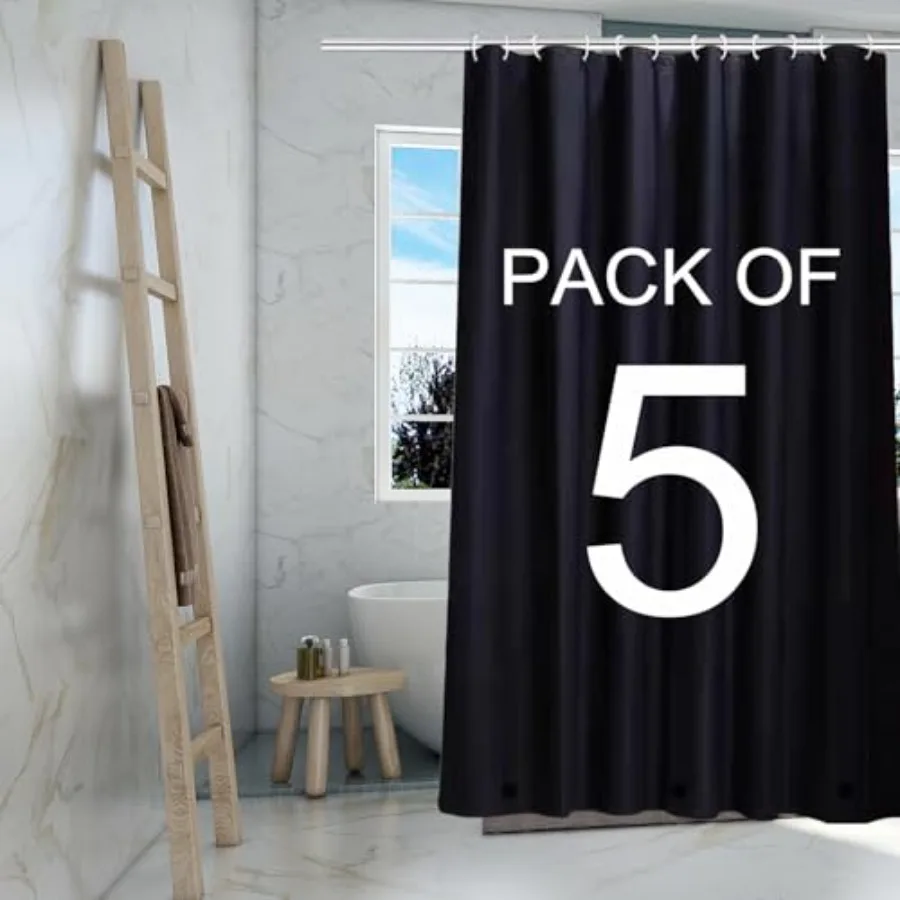 

Black Shower Curtain Liner 5 Pack 4G PEVA Shower Liner Plastic Peva Waterproof Shower Curtains 72x72 inch with Grommet Holes 3