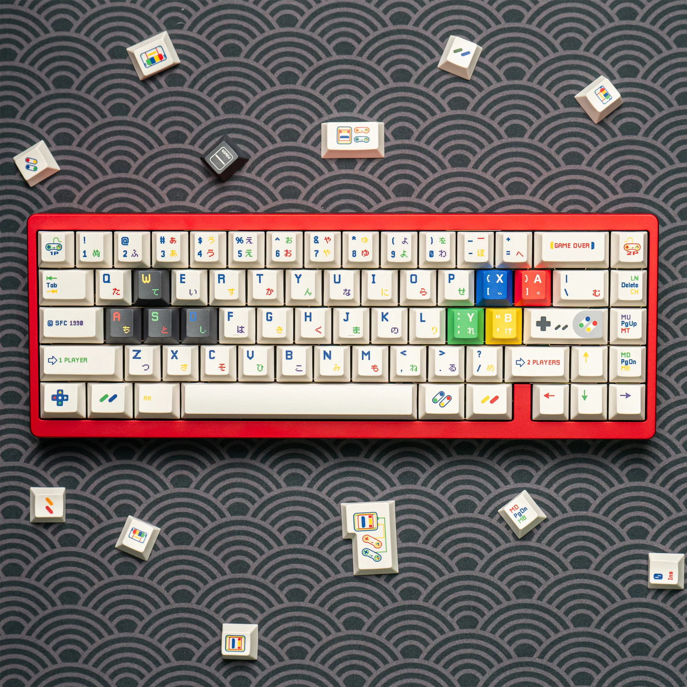 Playful White PBT Keycaps 5-Sided Dye-Sublimation Cherry Profile Custom Full Keycap Set for MX Mechanical Keyboards