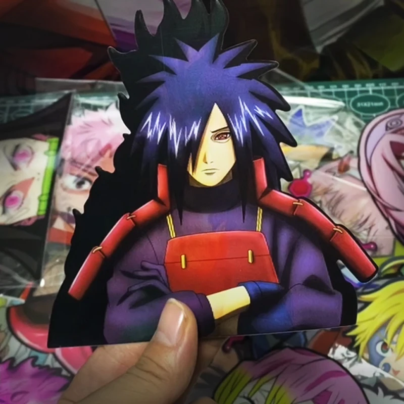 Pegatina de Naruto con gradiente 3D para niños, Madara Susanoo, pegatina creativa para coche, cuaderno, equipaje, calcomanía impermeable, juguete para regalo