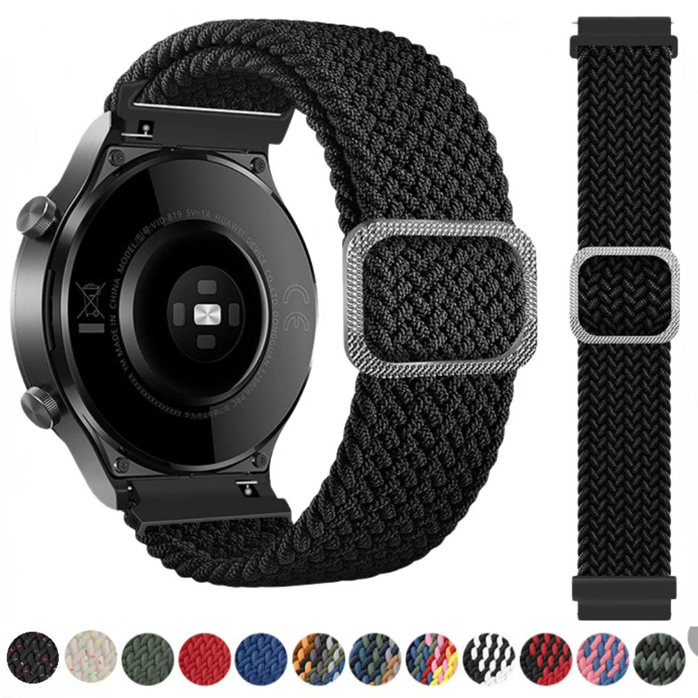 

22mm 20mm Nylon Loop Strap For Samsung Galaxy Watch 4/5/Pro/3/Active 2 Adjustable Bracelet Huawei Watch 3/GT 2 Amazfit GTR Band