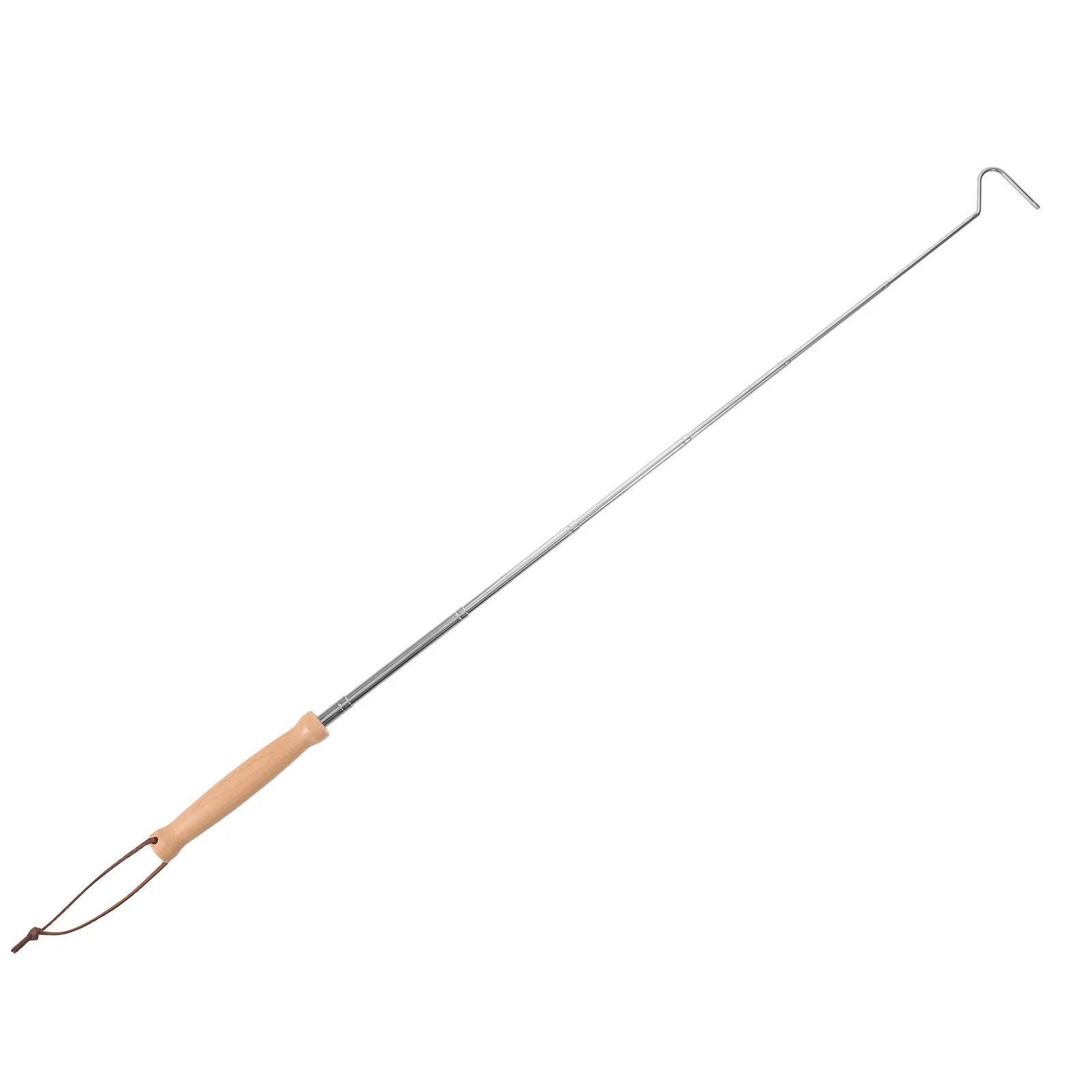 Stainless Steel Telescoping Fire Pit Poker Extendable Heat Resistant Hook End Outdoor Fireplace Campfire Tools