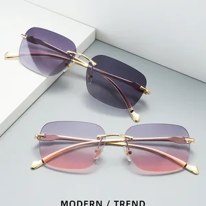 Sunglasses without vintage rim for men and women, leopard head, gradient color, classic fashion, UV400 6 Main Sales Cartier Glasses - №2