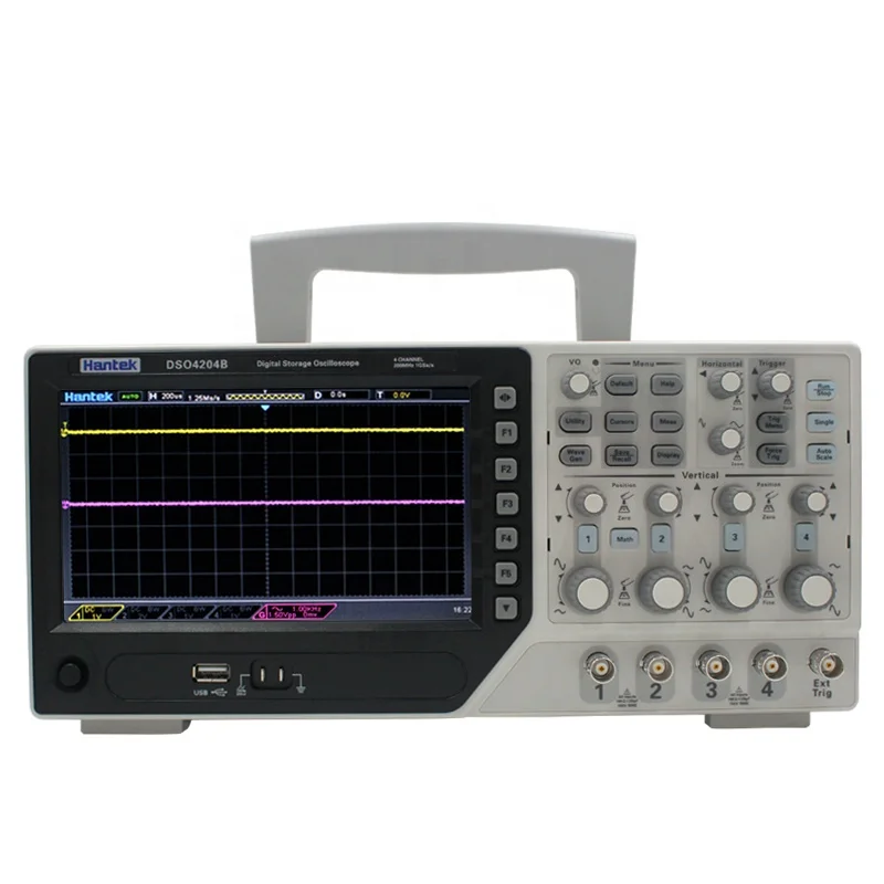 Hantek DSO4204B USB Oscilloscopes Digital 4Channels 200Mhz 1GS/s Sample Rate PC LDC Display Electric Osciloscopio 7 Inch 64K