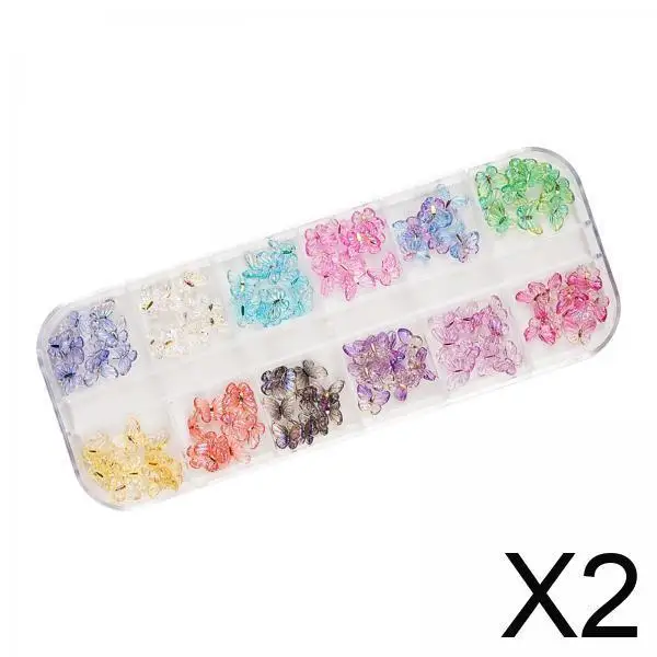 Dekoratives Nail Art Strass-Set, Schmetterlingsform, 3D-Aufkleber, Kunstharz, glitzernde Nagelornamente für Zuhause, Salon, Maniküre