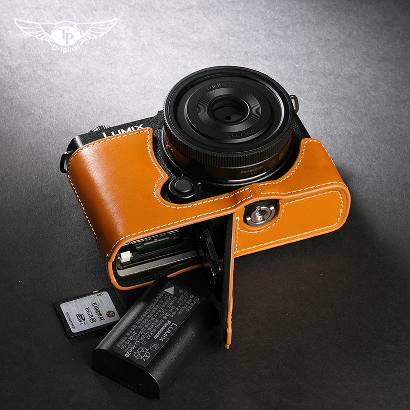 تصميم حقيبة كاميرا نصف حافظة مصنوعة يدويًا من الجلد الطبيعي لباناسونيك S9