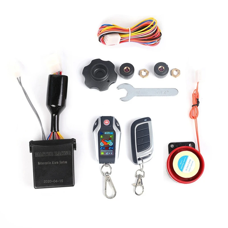 

LCD Motorcycle Alarm Auto Lock/Unlock Security System Two Anti-Theft Alarms Keyless Engine Start Easy Install Easy To Use