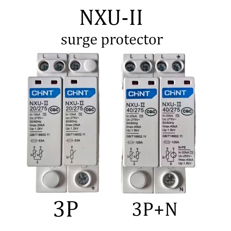 CHINT NXU-II 3P 3P+N Surge Protective Device SPD 20KA 40KA 275V 440V Surge Arrester Protect Electric System 36MM
